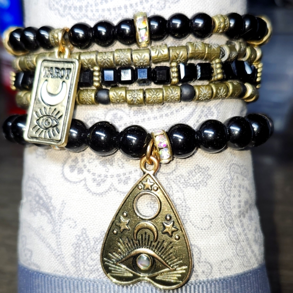 One of a kind, handmade, stretch bracelet set